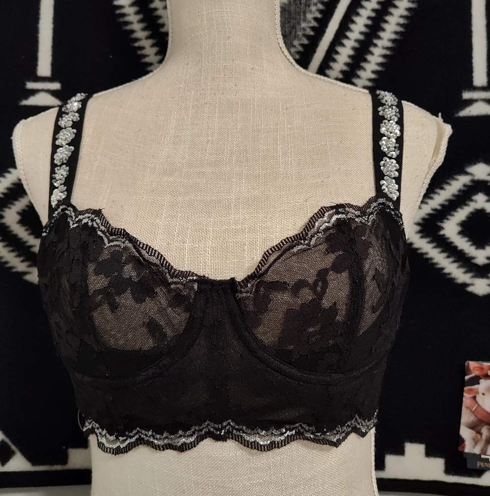 🖤 EUC Victoria's Secret Dream Angels Push Up W/O Padding Unlined Plunge Bra, 34 - Picture 3 of 16